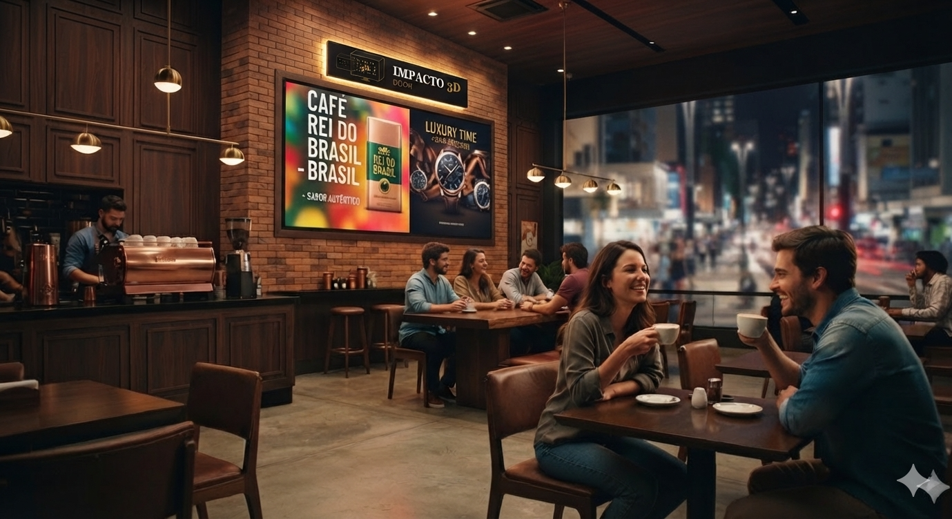 Tela Impacto TV em café